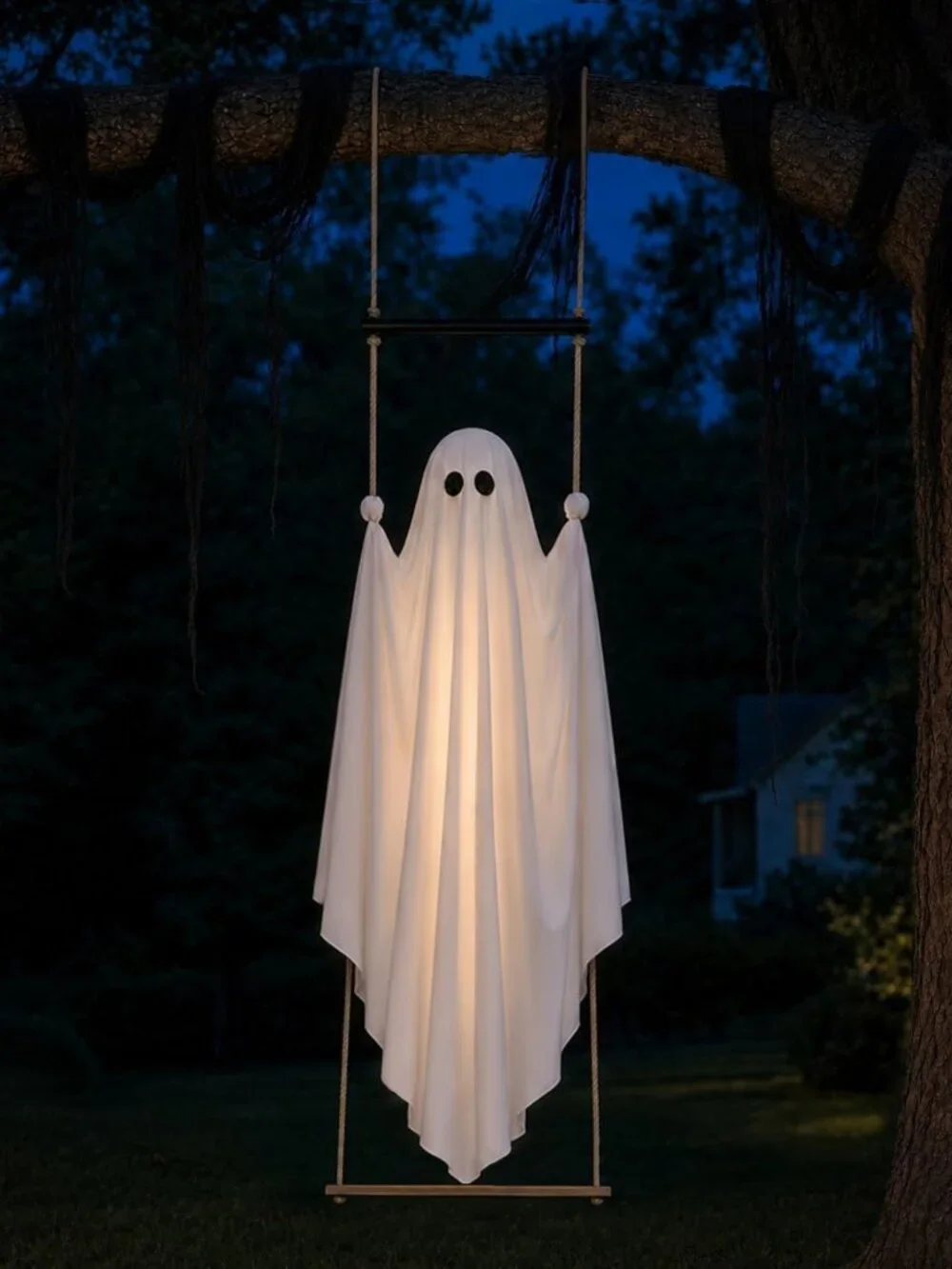 Spooky 3.7FT Pre-Assembled Hanging Ghost for Outdoor Halloween Decor